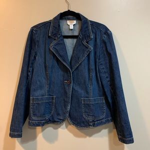 Talbots Size 8 Denim Blazer Front Pockets